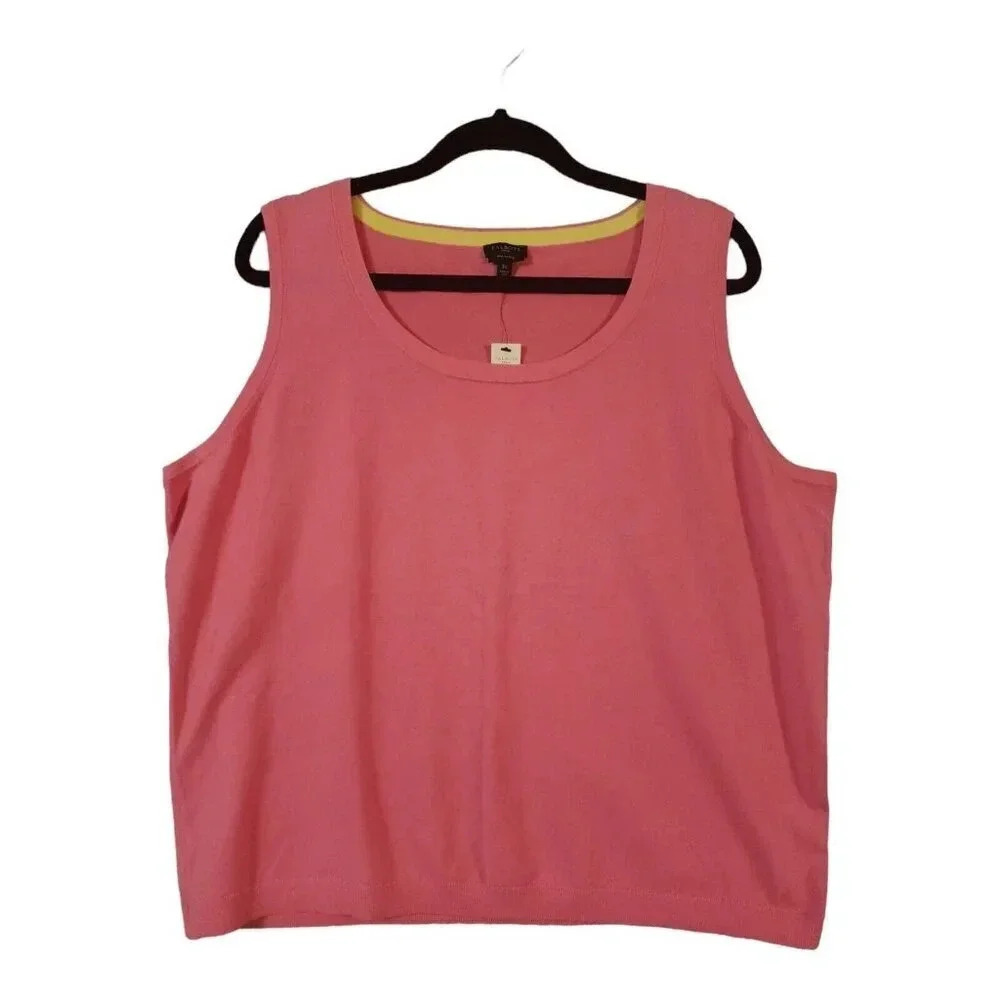 New Talbots Top Women's Size 3X Pink Pima Cotton Scoop Neck Sleeveless Stretchy